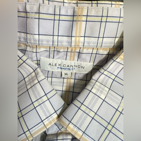 ALEX CANNON Men’s light blue and beige plaid long sleeve button down size XL - Picture 10 of 12